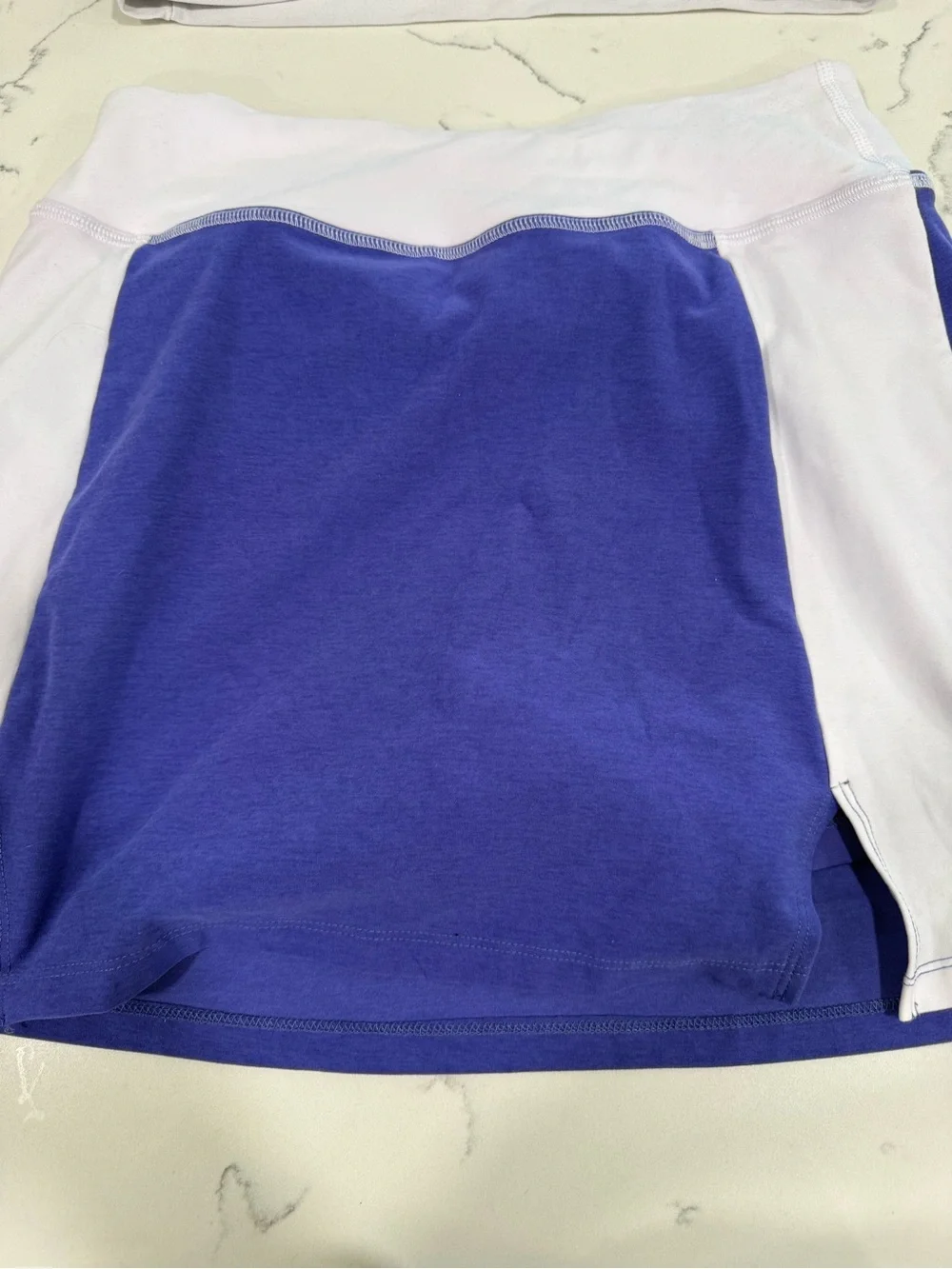Beyond Yoga Purple and White Sports Bralette with Matching Skirt Set